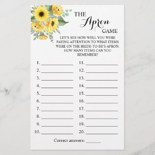 The Apron Shower Greenery Sunflower Game Card Flygblad