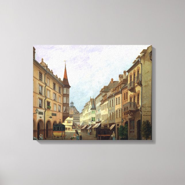 The Arcades, Grand Rue, Colmar, 1876 Canvastryck (Framsida)