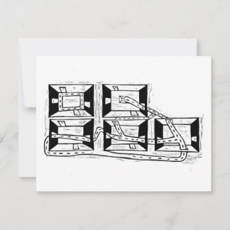 The Architecture of Connection Linocut OSA Kort