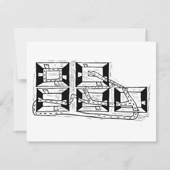 The Architecture of Connection Linocut OSA Kort (Framsida)