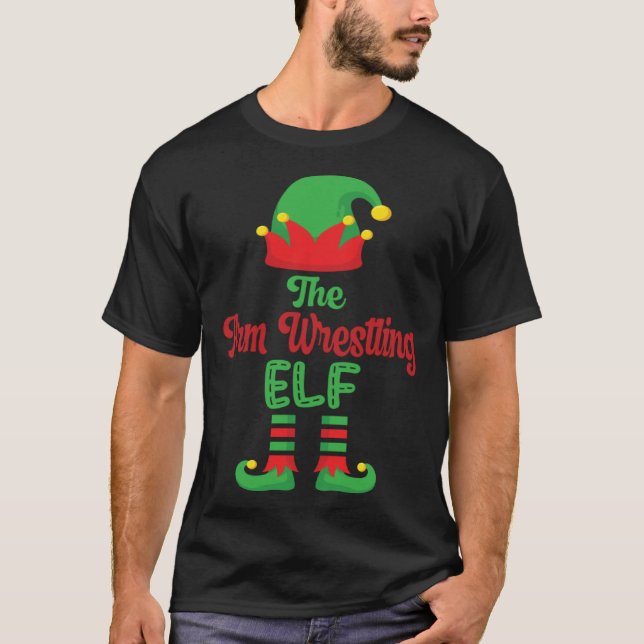 The arm wrestling elf matching family group for fa t shirt (Framsida)