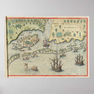 The arrival of the Englishmen in Virginia Poster