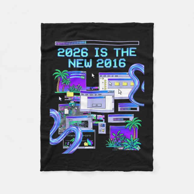 The Art 2016 Vaporwave Pixel Dator Estetik Fleecefilt (Framsidan)
