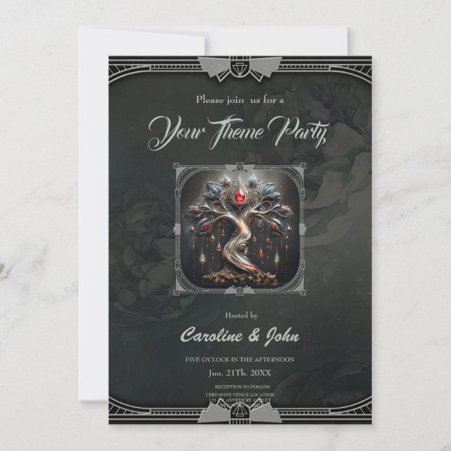  The Art Deco Tree of Life design.  Inbjudningar (Framsida)