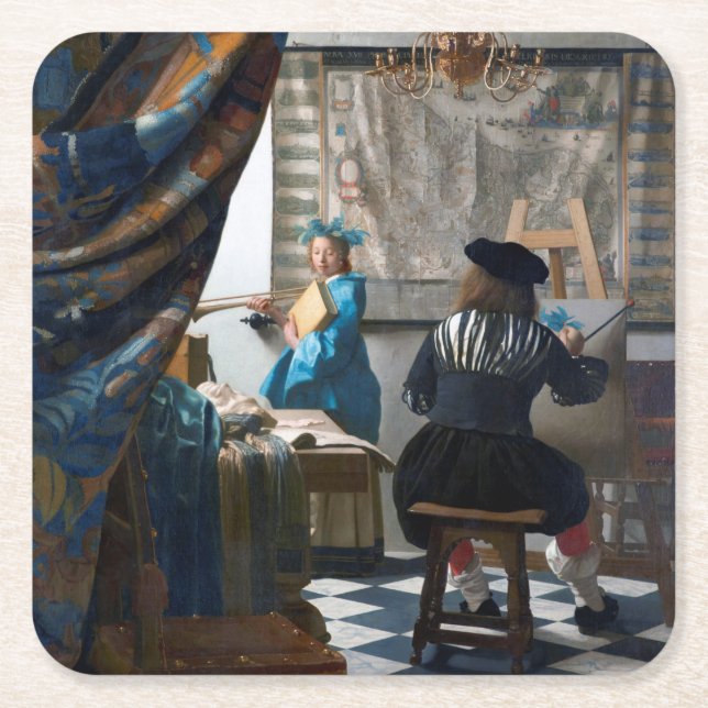 The Art of Painting, Johannes Vermeer, 1666-1667 Underlägg Papper Kvadrat (Framsidan)