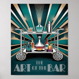 The Art of the Bar Art Deco Cocktail Cart Poster