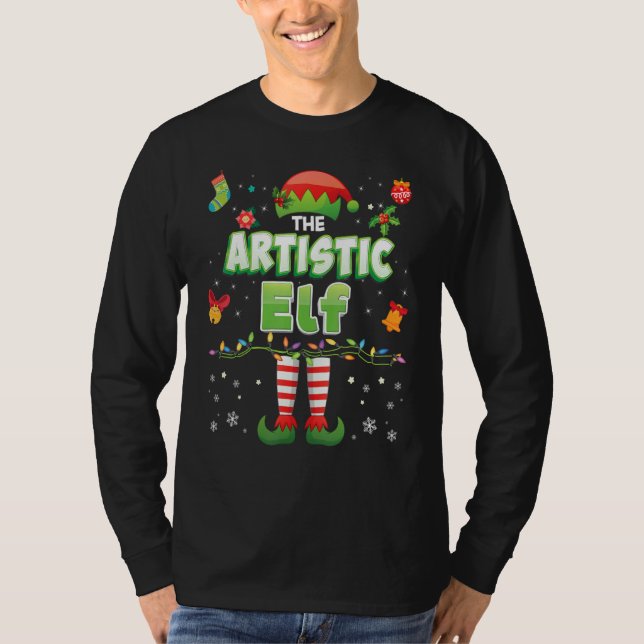 The Artistic Elf Matching Family Merry Christmas S T Shirt (Framsida)