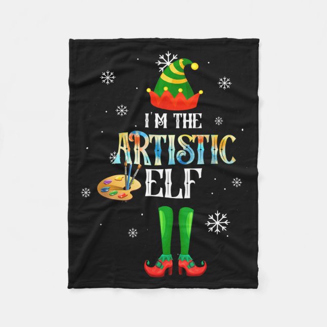 The Artistic Elf Squad Elf Family Christmas Pajama Fleecefilt (Framsidan)