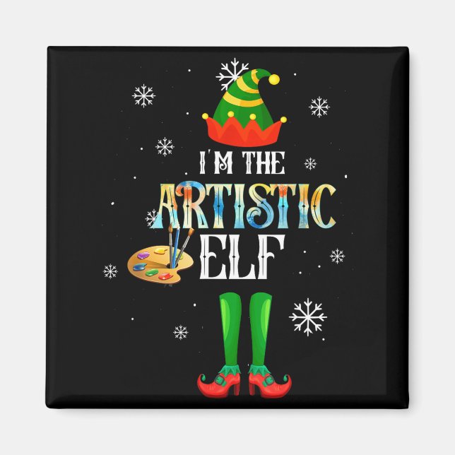 The Artistic Elf Squad Elf Family Christmas Pajama Magnet (Framsidan)