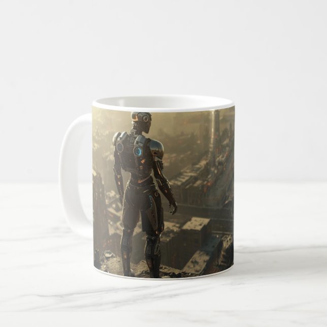  The Ascendant Guardian: Sci Fi Cyberpunk Mug Kaffemugg (Framsida vänster)
