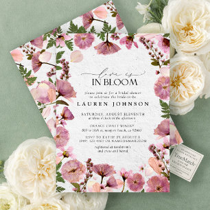 The Atelier Romantisk Pressad Blommig Bröllopsdusc Inbjudningar