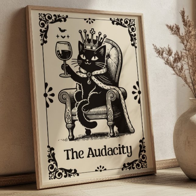 The Audacity Svart Katt Rolig Tarotkortskonst Poster (Skapare uppladdad)