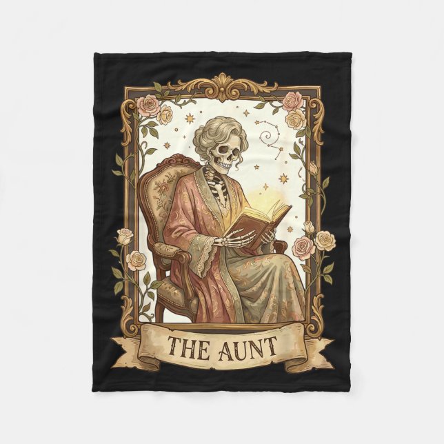 The Aunt Tarot Card Women Skeleton Aunty Book Love Fleecefilt (Framsidan)
