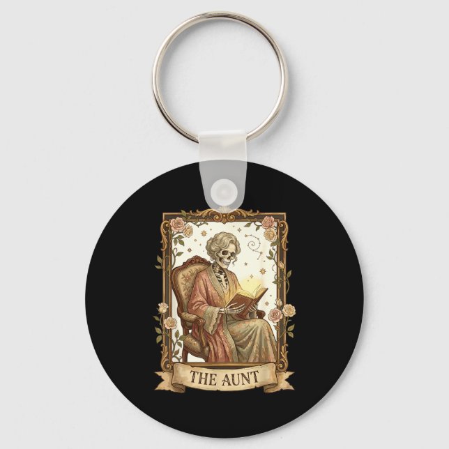 The Aunt Tarot Card Women Skeleton Aunty Book Love Nyckelring (Framsida)