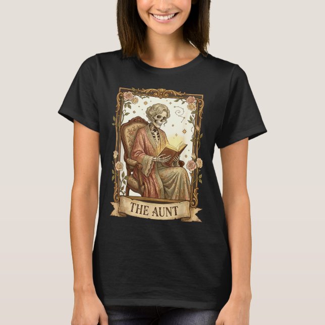 The Aunt Tarot Card Women Skeleton Aunty Book Love T Shirt (Framsida)