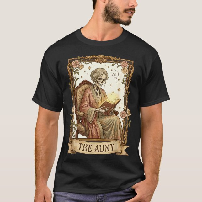 The Aunt Tarot Card Women Skeleton Aunty Book Love T Shirt (Framsida)