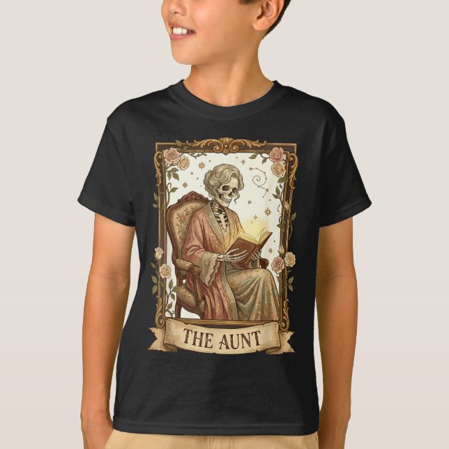 The Aunt Tarot Card Women Skeleton Aunty Book Love T Shirt (Framsida)