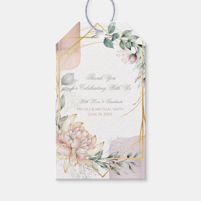 The Aureate Frame Mauve Floral Greenery Wedding  Presentetikett (Framsidan)