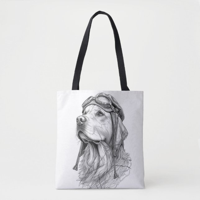 The Aviator: Marble Retriever Pet Tote Bag Tygkasse (Framsida)