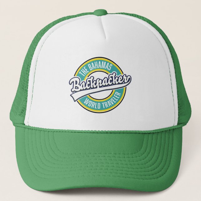 The Bahamas Backpacker World Traveler retro logoty Keps (Framsida)