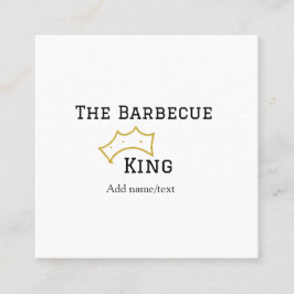 The Barbecue king crownadd name text cooking best  Fyrkantigt Visitkort