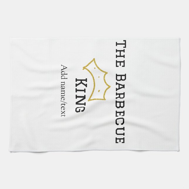 The Barbecue king crownadd name text cooking best  Kökshandduk (Horisontell)