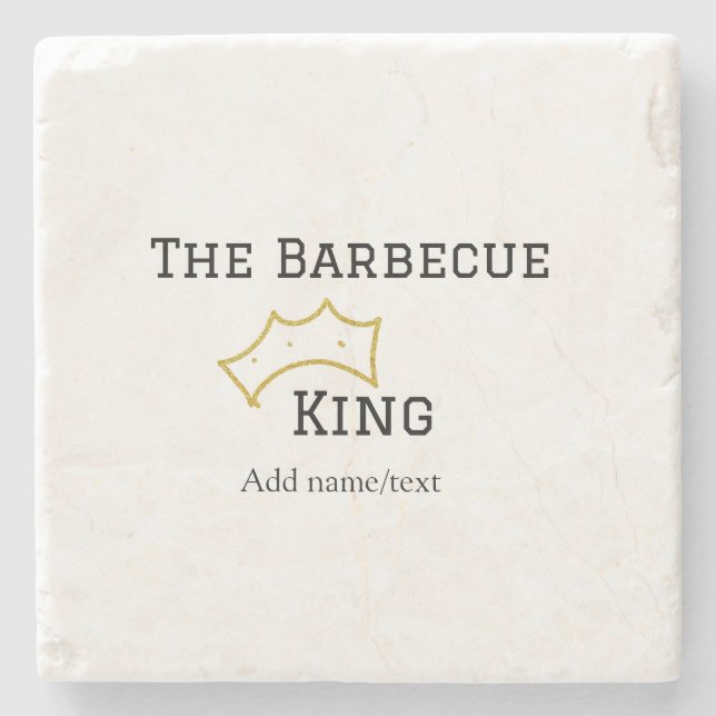 The Barbecue king crownadd name text cooking best  Stenunderlägg (Framsidan)