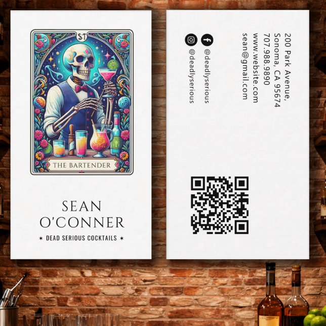 The Bartender Tarot Skeleton QR Visitkort (Skapare uppladdad)