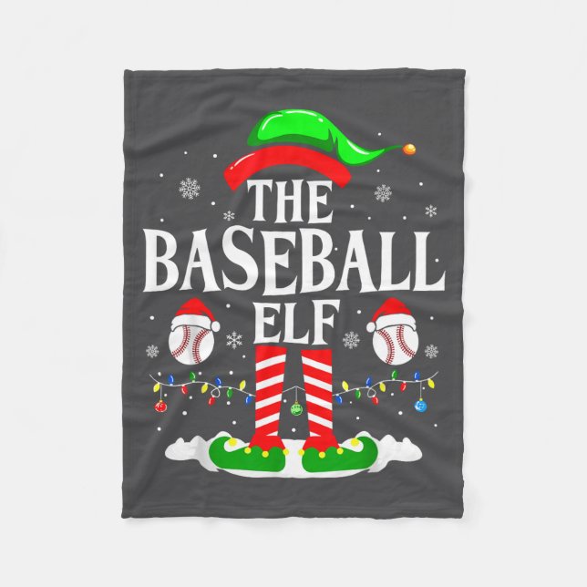 The Baseball Elf Funny Christmas Srt Lovers Xmas E Fleecefilt (Framsidan)