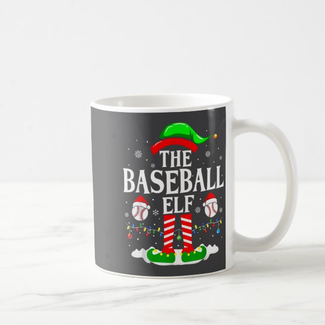 The Baseball Elf Funny Christmas Srt Lovers Xmas E Kaffemugg (Höger)
