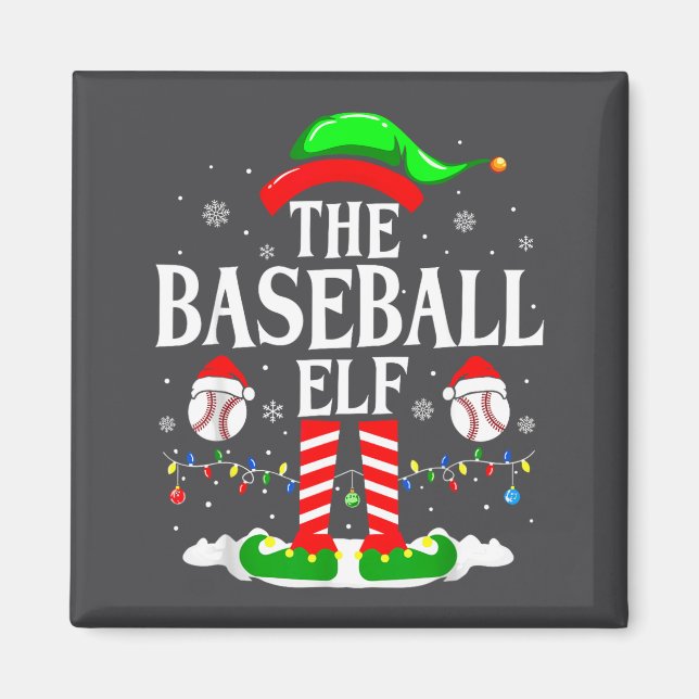 The Baseball Elf Funny Christmas Srt Lovers Xmas E Magnet (Framsidan)
