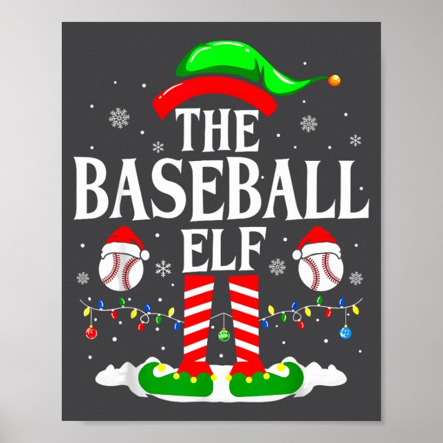The Baseball Elf Funny Christmas Srt Lovers Xmas E Poster (Framsidan)