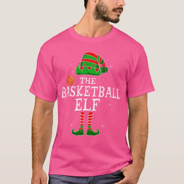 The Basketball Elf Group Matching Family Christmas T Shirt (Framsida)