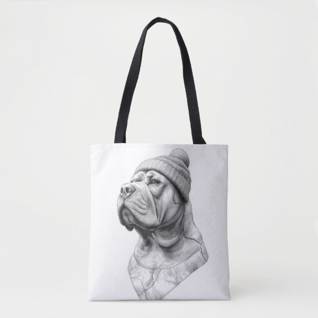 The Beanie: Marble Mastiff Pet Tote Bag Tygkasse (Framsida)