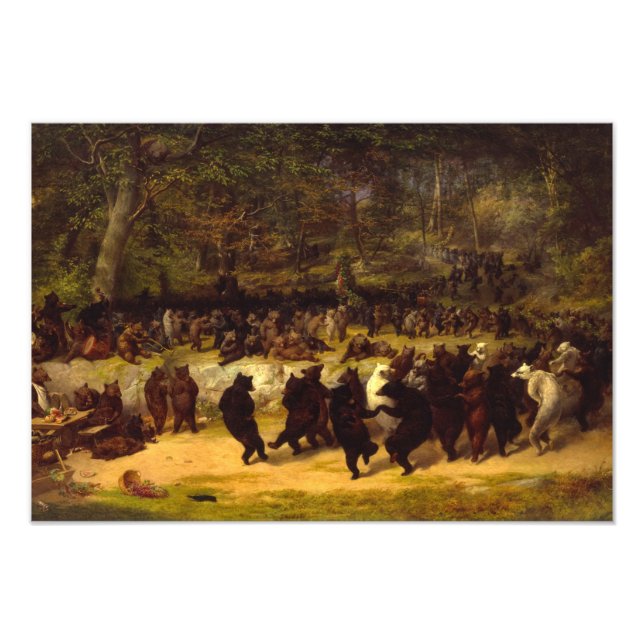The Bear Dance, 1870 av William Holbrook Beard Fototryck (Framsidan)