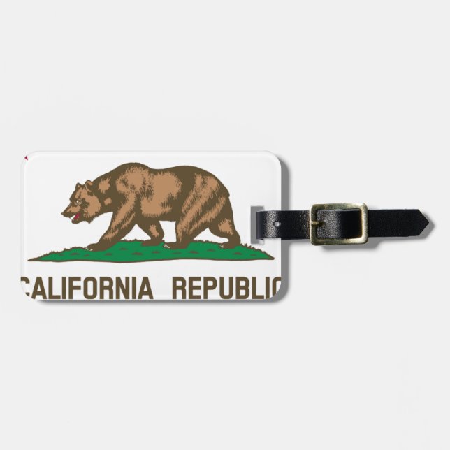 The Bear Flagga - Flagga of the State of Californi Bagagebricka (Horisontell Framsida)