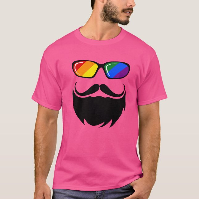 The Bear Geeks Rainbow LGBT Pride Beard T Shirt (Framsida)