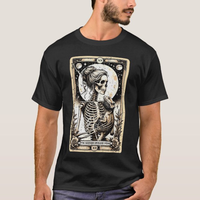 The Bearded Dragon Mom Skeletonarot Card Art Beard T Shirt (Framsida)
