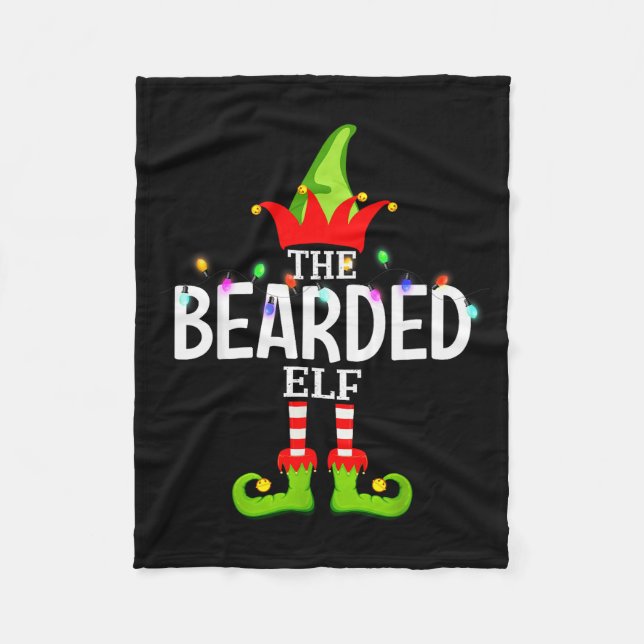 The Bearded Elf Christmas Matching Pajamas  Fleecefilt (Framsidan)