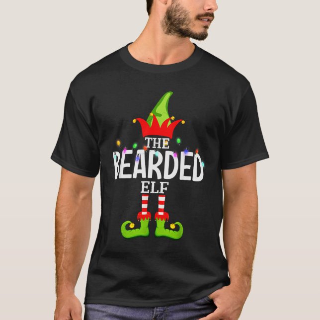 The Bearded Elf Christmas Matching Pajamas  T Shirt (Framsida)