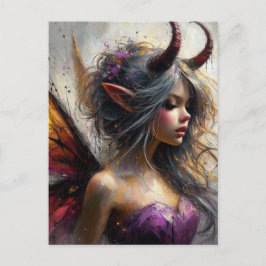 The Beautiful Fairy in Purple with Horns Vykort