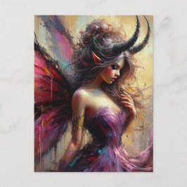 The Beautiful Fairy in Purple with Horns Vykort