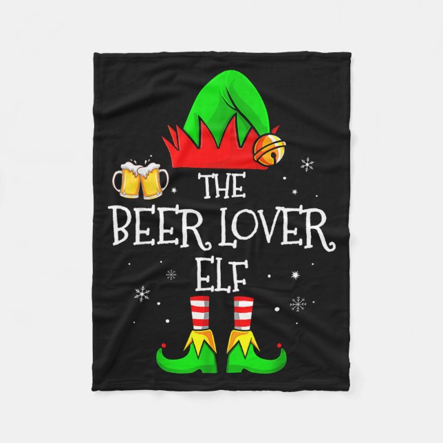 The Beer Lover Elf Matching Family Christmas Drink Fleecefilt (Framsidan)