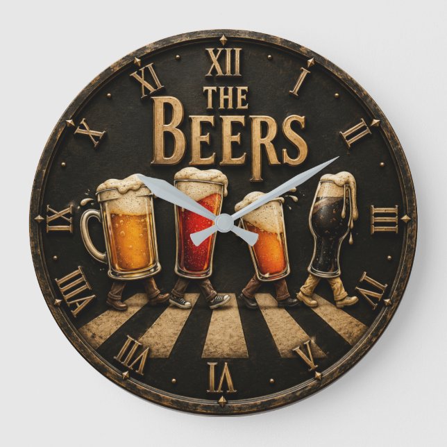 The Beers Abbey Road Pub Bar Man Cave Gift Stor Klocka (Framsida)