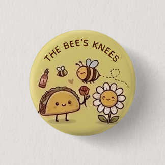 The Bee's Knees Kawaii Taco och Bee Pun Pin-märke Knapp