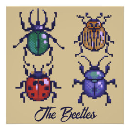 The Beetles pixelart Fototryck