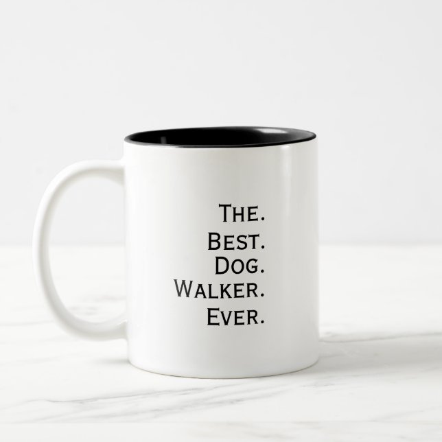  'The Best Dog Walker Ever' Playful Fun Gift  Två-Tonad Mugg (Vänster)