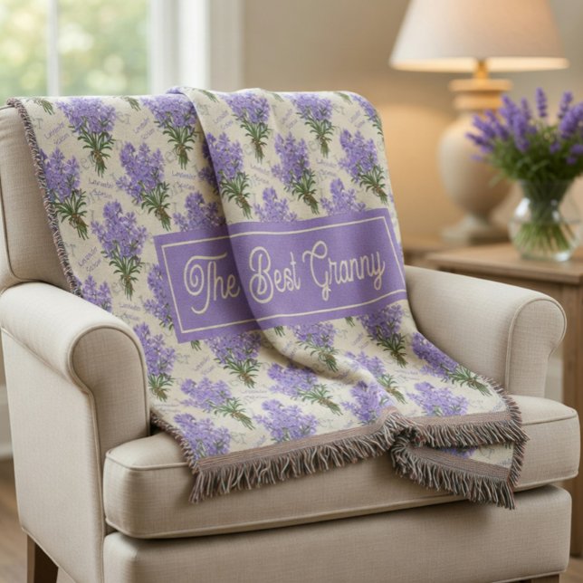 The Best Granny Lavender Floral Cozy Fleece Blanke Filt (Skapare uppladdad)
