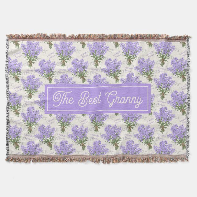The Best Granny Lavender Floral Cozy Fleece Blanke Filt (Framsidan)