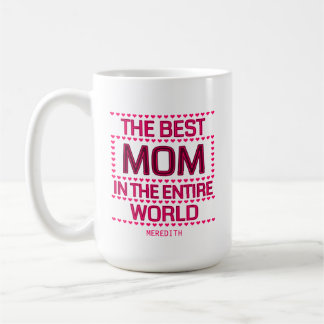 The Best Mom Quote Pink Typography Personalized Kaffemugg